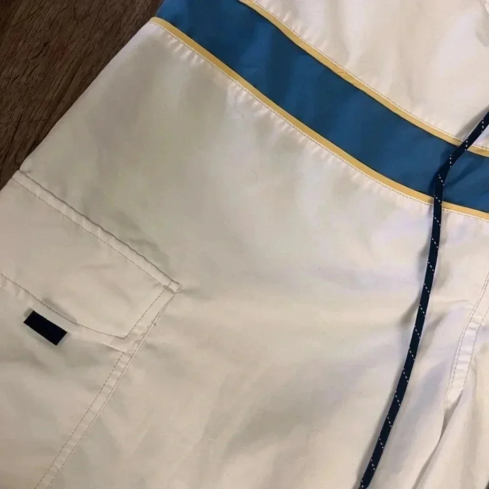 Nautica White Swim Trunks with Blue Palm Panel